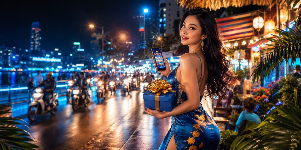 Người chơi thử vận may slot game tại chợ đêm Hà Nội