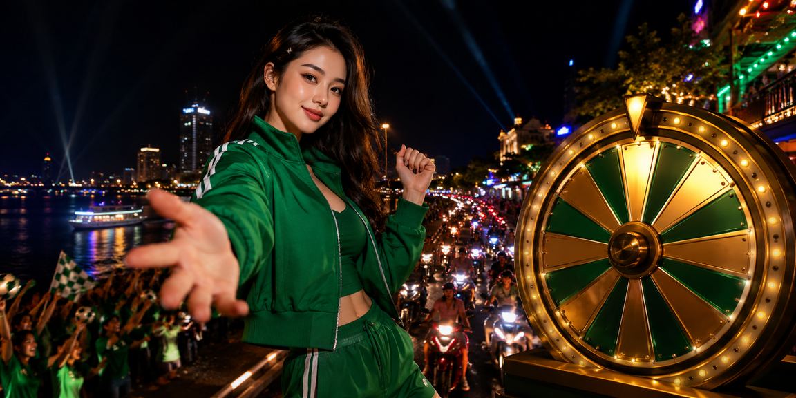 Bàn roulette neon lung linh bên dòng sông Mekong về đêm